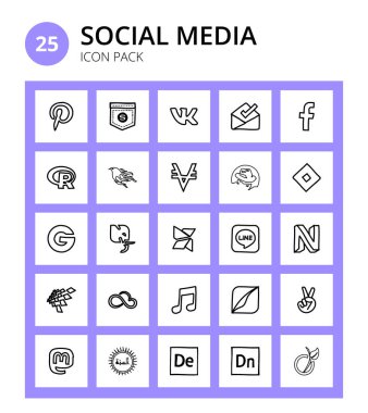 25 Sosyal Medya neosu, modx, Phoenix, deskpro, jira Düzenlenebilir Vektör Tasarım Elemanları