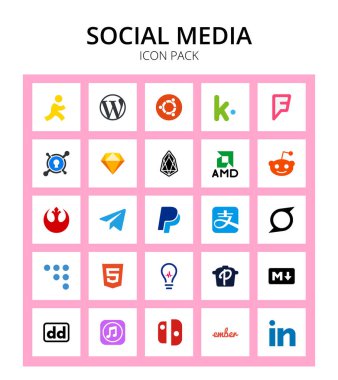SocialMedia Medya uygulamaları, kodduvar, amd, süper güçler, maaş dostu Düzenlenebilir Vektör Tasarım Elemanları