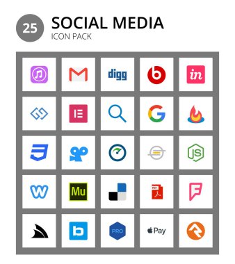 İlham perisi, js, google, düğüm, bulut ölçekli Düzenlenebilir Vektör Tasarım Elemanlarının 25 Vektör Düzenleme Sembolü