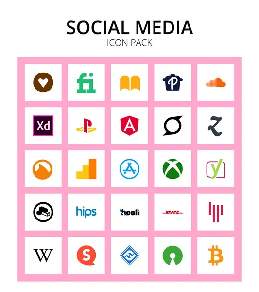Znaków Symboli Społecznych Gratipay Fiverr Ibooks Palfed Soundcloud Edytowalne Elementy — Wektor stockowy