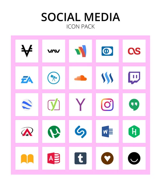 Set Mit Social Logo Treffpunkten Yahoo Yoast Twitch Editable Vector — Stockvektor