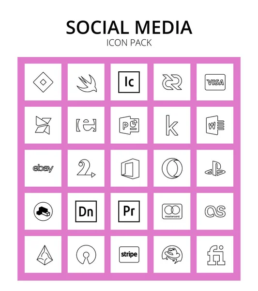 Social Signs Symbols Creative Opera Erlang Office Ebay Editable Vector — Stock Vector