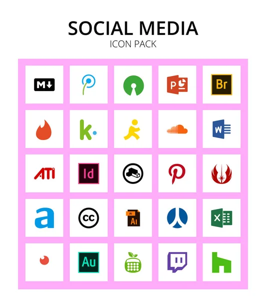 Socialmedia Commons Adobe Tinder Indesign Woord Editable Vector Design Elements — Stockvector
