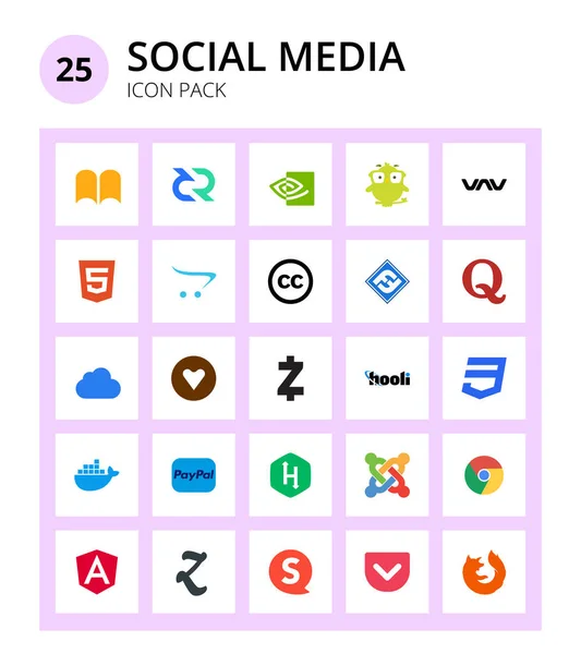 Pacote Logotipo Social Css Zcash Commons Gratipay Quora Editable Vector — Vetor de Stock