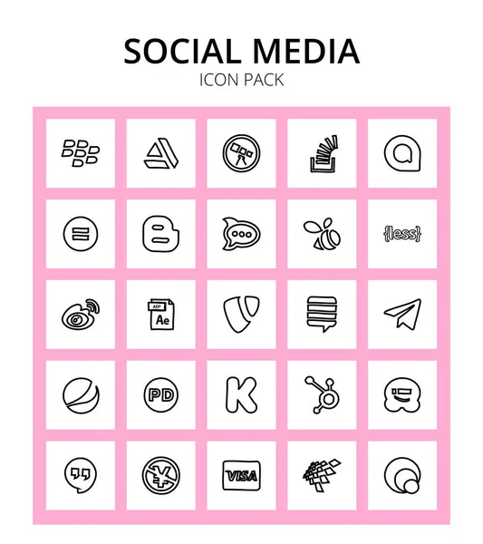 Social Media Icons Typo File Type Aep Less Editable Vector — Stock Vector