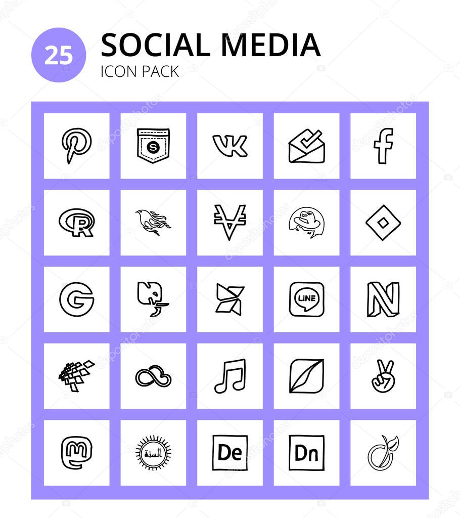 25 Social Media neos, modx, phoenix, deskpro, jira Editable Vector Design Elements