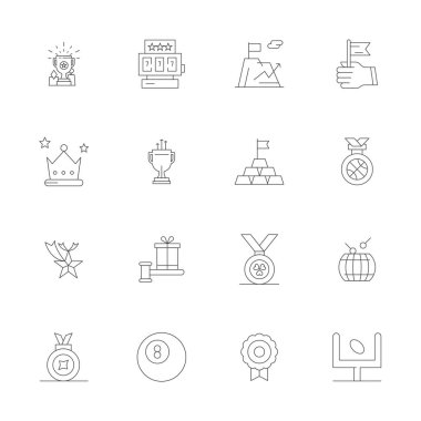 Kazanmak için 16 İnce Çizgi vektör simgesinden oluşan kaliteli koleksiyon, üstün görsel etki için titizlikle hazırlanmış 64x64 Izgara Uyumlu çözünürlük.