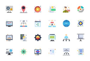 Düz biçimde Bildirme için gerekli 24 Piksel hizalanmış vektör simgesi paketi, Retina boyutunda ideal performans ve ölçeklenebilirlik için hazır.