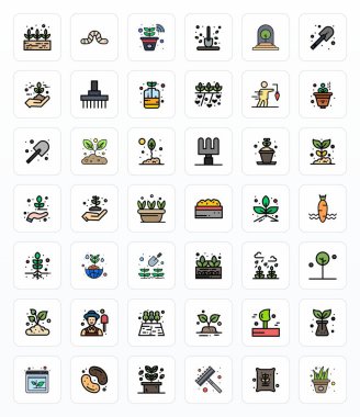 Profesyonel olarak doldurulmuş satırda 42 vektör simgesi tasarlandı. Toprağın özünü yakalamak için UI tasarımı için 128x128 ızgara uyumu hassasiyeti var..