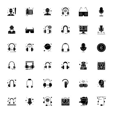 Kulaklık için titizlikle hazırlanmış 36 vektör simgesi Retina Hazır Piksel 'de uzlaşmaz tasarım standartları için ayarlanmış kalite.