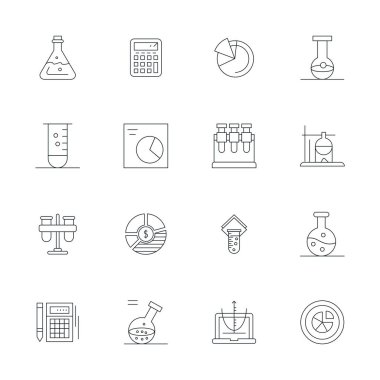 İnce Çizgi Biçiminde Analiz Aracı 'nı temsil eden 16 vektör simgesinin yer aldığı stratejik paket, 64x64 ile optimize edilmiş, profesyonel iş akışları için mükemmel kalite.