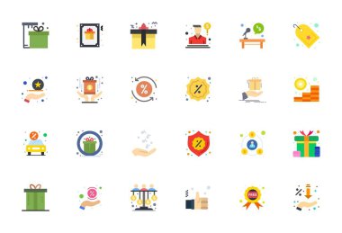 Düz estetik için 24 vektör simgesinden oluşan modernize edilmiş set, sorunsuz kullanıcı deneyimleri için 128x128 Pixel optimize çözünürlüğe sahiptir.