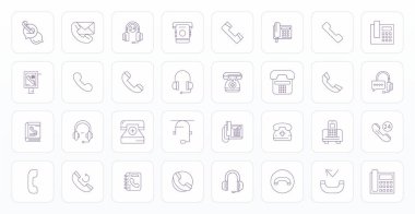 Telefon için 32 İnce Satır vektör simgesi içeren Rafine paket, zarif ve işlevsel tasarım çözümleri için Yüksek Çözünürlüklü Izgara ile optimize.