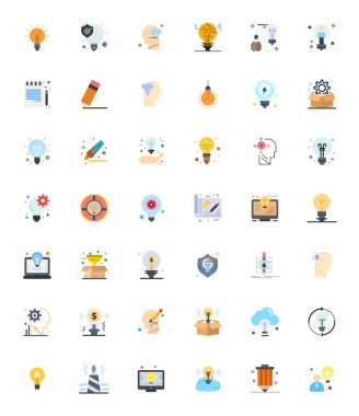 42 Düz pikselli vektör paketi yaratıcılıktan esinlenilmiş, ölçeklenebilir ve yaratıcı tasarım için ideal 128x128 çözünürlükte sunulan simge.