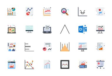 Satır Graph teması için tasarlanmış 24 adet düz vektör simgesi keşfedin, 256x256 PIXEL Modern UI / UX projeleri için mükemmel tasarımlar.