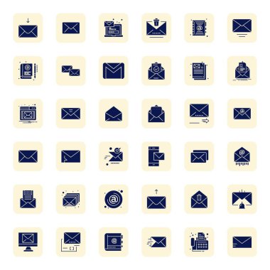 Elektronik Mail 'den esinlenerek, ölçeklenebilir ve yaratıcı tasarım çalışmaları için ideal 128x128 çözünürlükte sunulan 36 Dolu Izgara simgesine sahip vektör paketi.