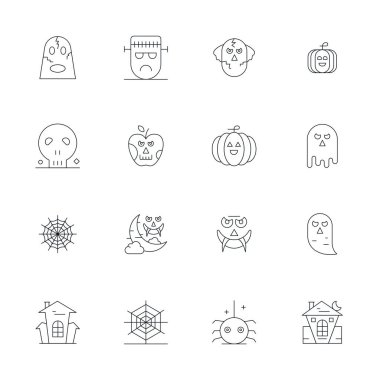 Bu Ürkütücü vektör simgesi paketi 16 ince çizgi dizaynı içerir Yüksek çözünürlüklü PIXEL mükemmel format, dijital arayüzleri geliştirmek için mükemmel.