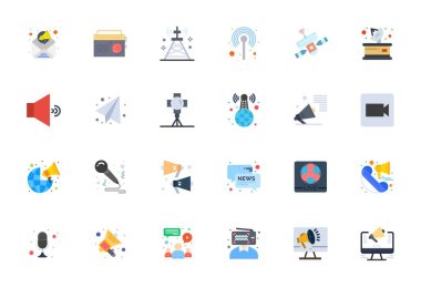 Yayın için 24 Düz vektör simgesine sahip rafine paket, 256x256 zarif ve işlevsel tasarım çözümleri için düzenlenebilir kalite ile optimize edilmiştir.