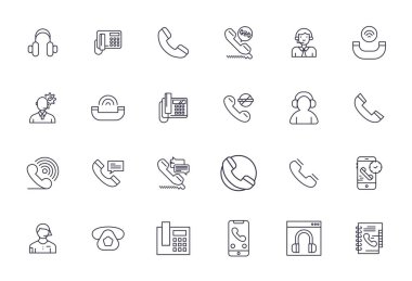 Çağrı Merkezi için Bold Line tasarımında 24 vektör simgesinin yer aldığı kapsamlı paket, Crisp 128x128 Mükemmel kalite Göster.