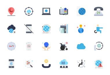 24 Düz Detay Ayrıntılı Gelişmiş vektör simgelerinin kilidini aç Erişilebilirlikten esinlenilmiş, Retina biçiminde optimize edilmiş tüm aygıtlar arasında kusursuz görüntülemeye hazır.