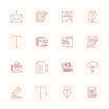 İnce Çizgi Tasarımında Bileşik 'i temsil eden 16 vektör simgesi ustaca oluşturuldu, Retina Hazır Izgara Fevkalade görsel kalite için uygun çözünürlük.