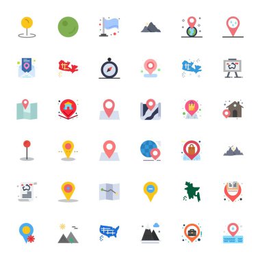 Mobil ve web uygulamaları için ideal Crisp 256x256 formatında sunulan 36 Düz Piksel hizalı vektör simgesinden oluşan çok yönlü bir set.