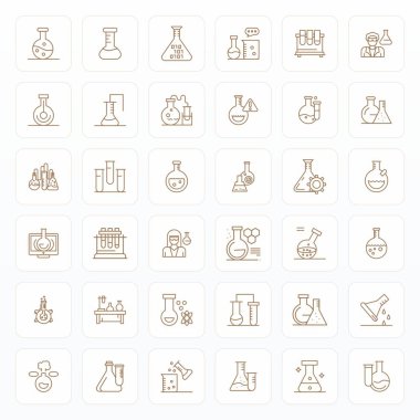 Kalın Çizgili Estetik Beaker 'ı temsil eden 36 vektör simgesinin modern uygulama geliştirme için Retina Hazır Pikseli içeren güncel koleksiyonu.