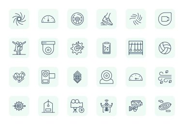 En uygun kullanıcı arayüzü tasarımı için Yüksek Çözünürlüklü Pikselle tasarlanmış, Hareket için 24 Düzenli Kalın Ana Hattı vektör simgesinin yüksek performanslı koleksiyonu.