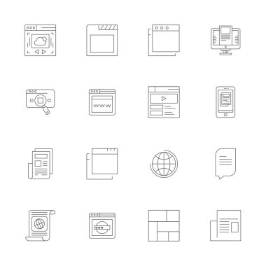 Web sayfasından esinlenen 16 Izgara Uyumlu vektör simgesinden oluşan son teknoloji ürünü paket, Retina 'da İnce Satır biçiminde oluşturuldu. Yeni nesil arayüzler için hazır.