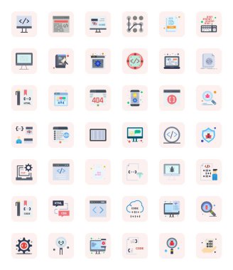 Kod için 42 vektör simgesinin yer aldığı kapsamlı paket, Kıtır Yüksek Çözünürlüklü Mükemmel Kaliteyi Göster.