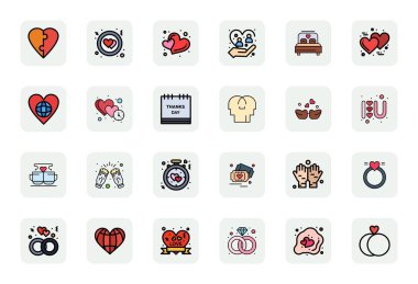 Yeni nesil arayüzler için Yüksek Çözünürlük 'te Çizgi Dolu biçiminde oluşturulan, Birlikten esinlenilmiş 24 Izgara Uyum vektör simgesinden oluşan en son teknoloji ürünü paket.