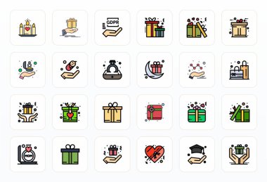 Yeni nesil arayüzler için 256x256 'da Doldurulmuş Satır biçiminde oluşturulan 24 Düzenlenebilir vektör simgesinin yer aldığı son teknoloji ürünü paket.