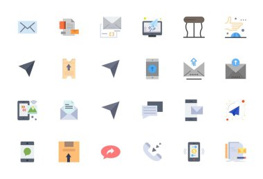 Zekice tasarlanmış 24 Görünüm Mükemmel vektör simgeleri Akıllı ve verimli tasarım işleri için 256x256 'da Düz biçiminde oluşturulan Send' den ilham alınmıştır.