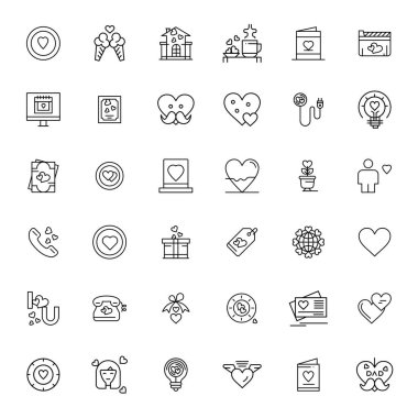 Bu koleksiyon 36 Bold Line PIXEL Mükemmel vektör simgeleri Sevgi temasına uyarlanmış, dijital tasarım için Retina Hazır biçiminde optimize edilmiştir.