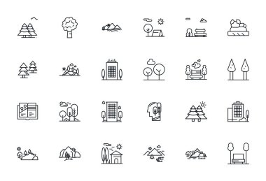 Modern UI / UX projeleri için ideal 256x256 Pixel optimize tasarımlar içeren, Trees teması için hazırlanmış 24 Kalın Çizgi vektör simgesinden oluşan bir set keşfedin.