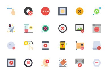 Düzenli marka temsili ve kullanıcı deneyimi için Yüksek Çözünürlüklü Sistem Uyumlu çözünürlük içeren İptal için özenle düzenlenmiş 24 Düz vektör simgesi.