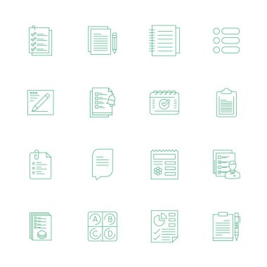 Bu Kontrol Listesi vektör simgesi paketi, 128x128 PIXEL Mükemmel biçiminde 16 İnce Satır tasarımını içerir, dijital arayüzleri geliştirmek için mükemmeldir.