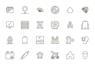 Flat için mükemmel dengelenmiş 24 Bold Line Piksel hizalanmış vektör simgeleri, dijital tasarım projelerinde uyumlu entegrasyon için 256x256 boyutunda.