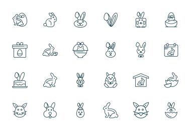 Projelerinizi Tavşan etrafında temalı 24 Kalın Çizgi vektör simgesi ile geliştirin, 128x128 Piksel Hizalı çözünürlük temiz ve profesyonel tasarımlar için idealdir.
