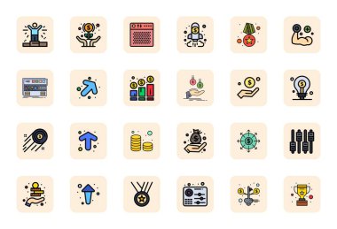 24 Satır İçi Dolu vektör simgelerinden oluşan bu set, 256x256 Piksel Hizalı kalite, teknoloji ve iş uygulamaları için mükemmeldir.