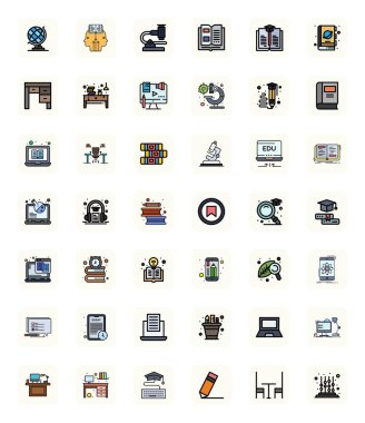 Çizgi Dolu Estetik Çalışmaları temsil eden 42 vektör simgesinin nihai koleksiyonu, 256x256 Detail En yüksek etki için geliştirilmiş çözünürlük ile optimize edilmiştir.