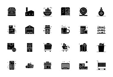 Girişim uygulamaları için 128 'e 128 şebeke uyumu hassasiyetiyle hazırlanmış 24 adet doldurulmuş vektör simgesinin profesyonel sınıf koleksiyonu..