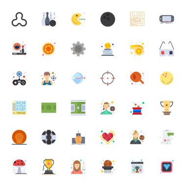 Oyun için 36 Düz vektör simgesi içeren Rafine bohça, zarif ve işlevsel tasarım çözümleri için Retina Hazır Düzenleme kalitesi ile optimize.