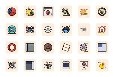 24 Satır İçi Dolu vektör simgelerinden oluşan bu set, Yüksek Çözünürlüklü Pikseldeki Bölüm temalarını optimize kalite, teknoloji ve iş uygulamaları için mükemmel bir şekilde yakalar.