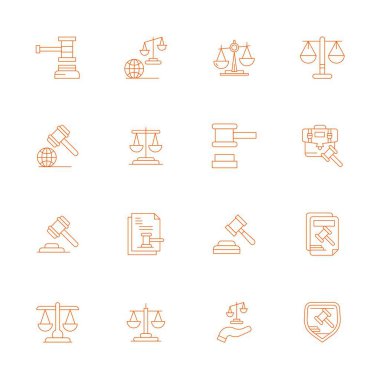 Zararsız kullanıcı deneyimleri için Retina Hazır Pikseli İyimser çözünürlüğü sunan İnce Çizgi Estetik Tahkim için 16 vektör simgesi.