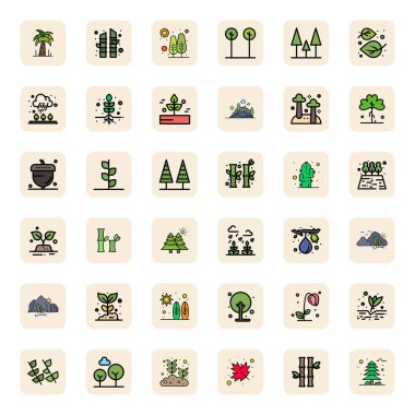 En iyi performans ve ölçeklenebilirlik için 128x128 boyutlarında, Satır İçi Doldurulmuş Vegetation için 36 adet düzenlenebilir vektör simgesi.
