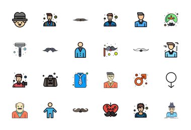 Mükemmel dengelenmiş 24 Satır Dolu Görünüm Erkek için mükemmel vektör simgeleri, dijital tasarım projelerinde uyumlu entegrasyon için 128x128 boyutunda.