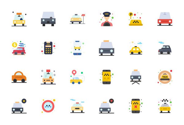 Artfully designed 24 Flat Pixel Optimized vector icons for Taxi, delivered in 256x256 format for consistent visual excellence.