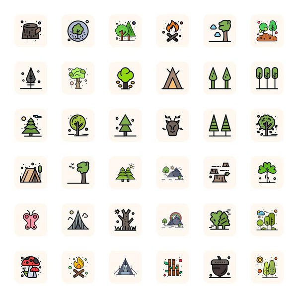 High-performance collection of 36 LineFilled vector icons for Woodland, engineered with 64x64 Pixel Optimized resolution for optimal user interface design.