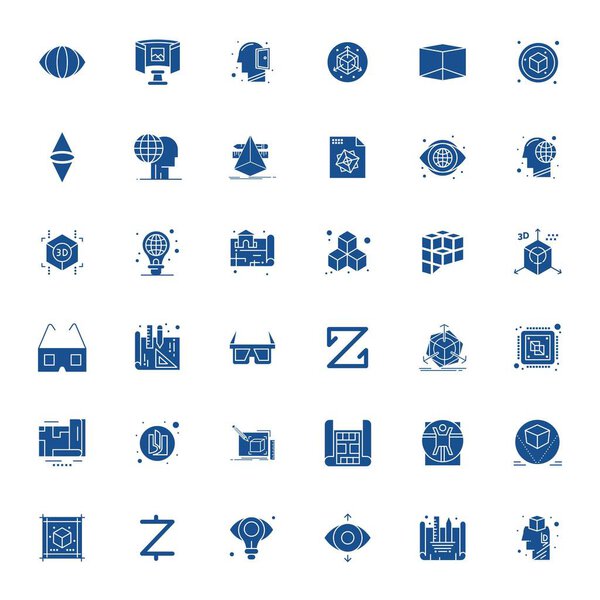 Чистая коллекция из 36 заполненных векторных значков, представляющих перспективу, разработанная в формате 256x256 Grid Fitted для современных панелей мониторинга и интерфейсов.